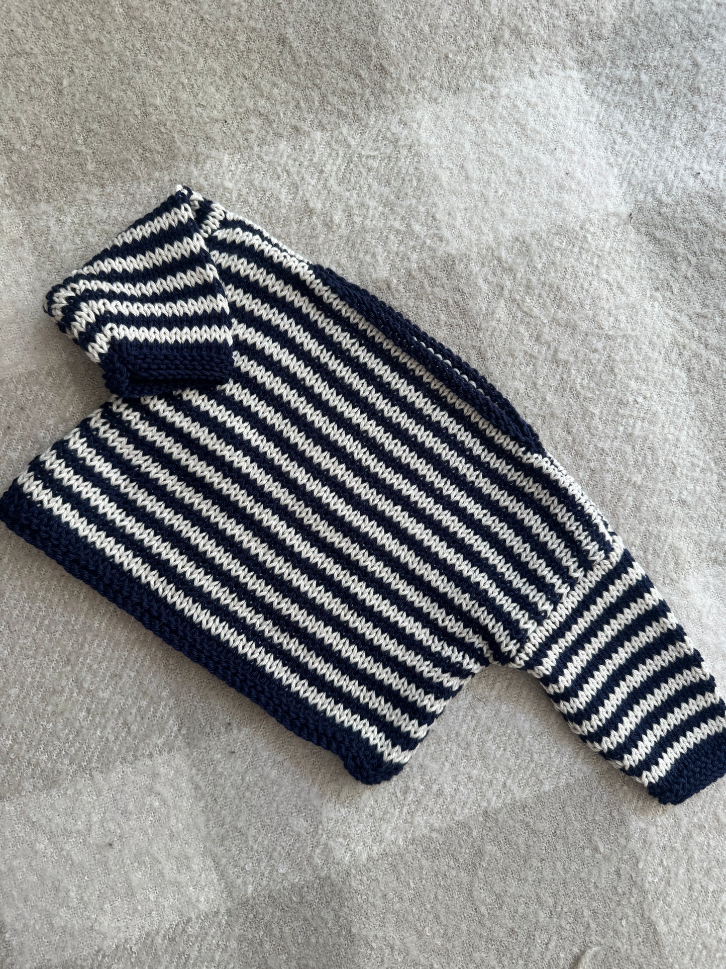 6-9m cream and navy cotton stripe jumper