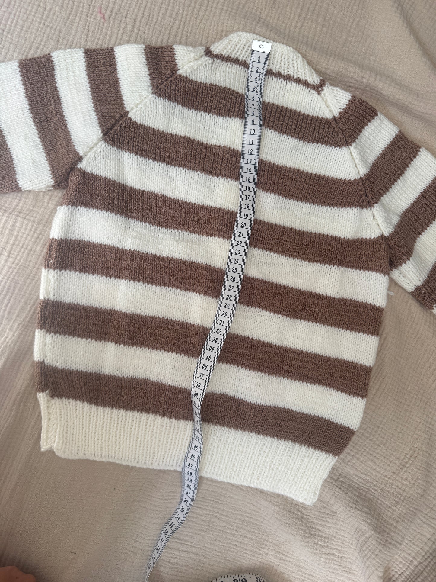 4-5 years mocha and cream stripe cardigan