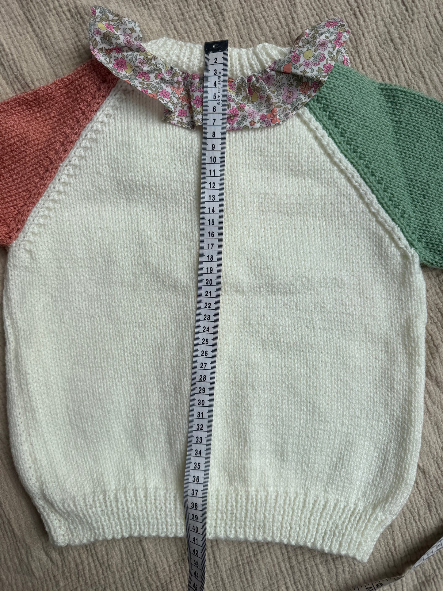 2-4 years colour block with liberty collar cardigan