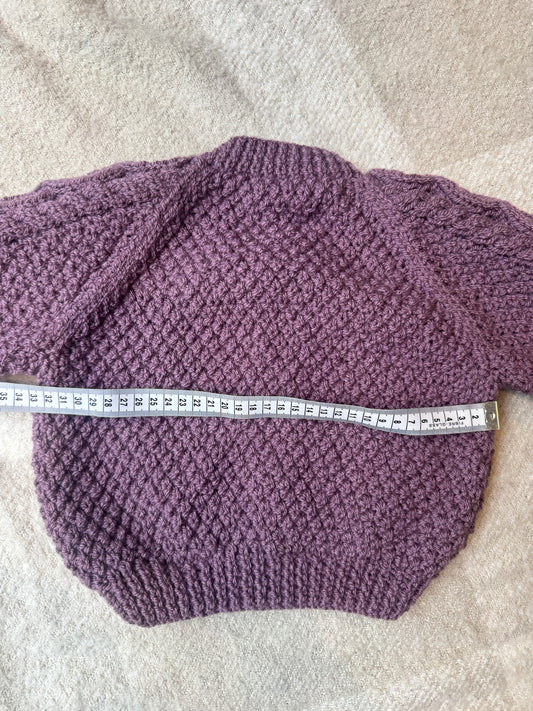 1-2 years purple Aran cardigan
