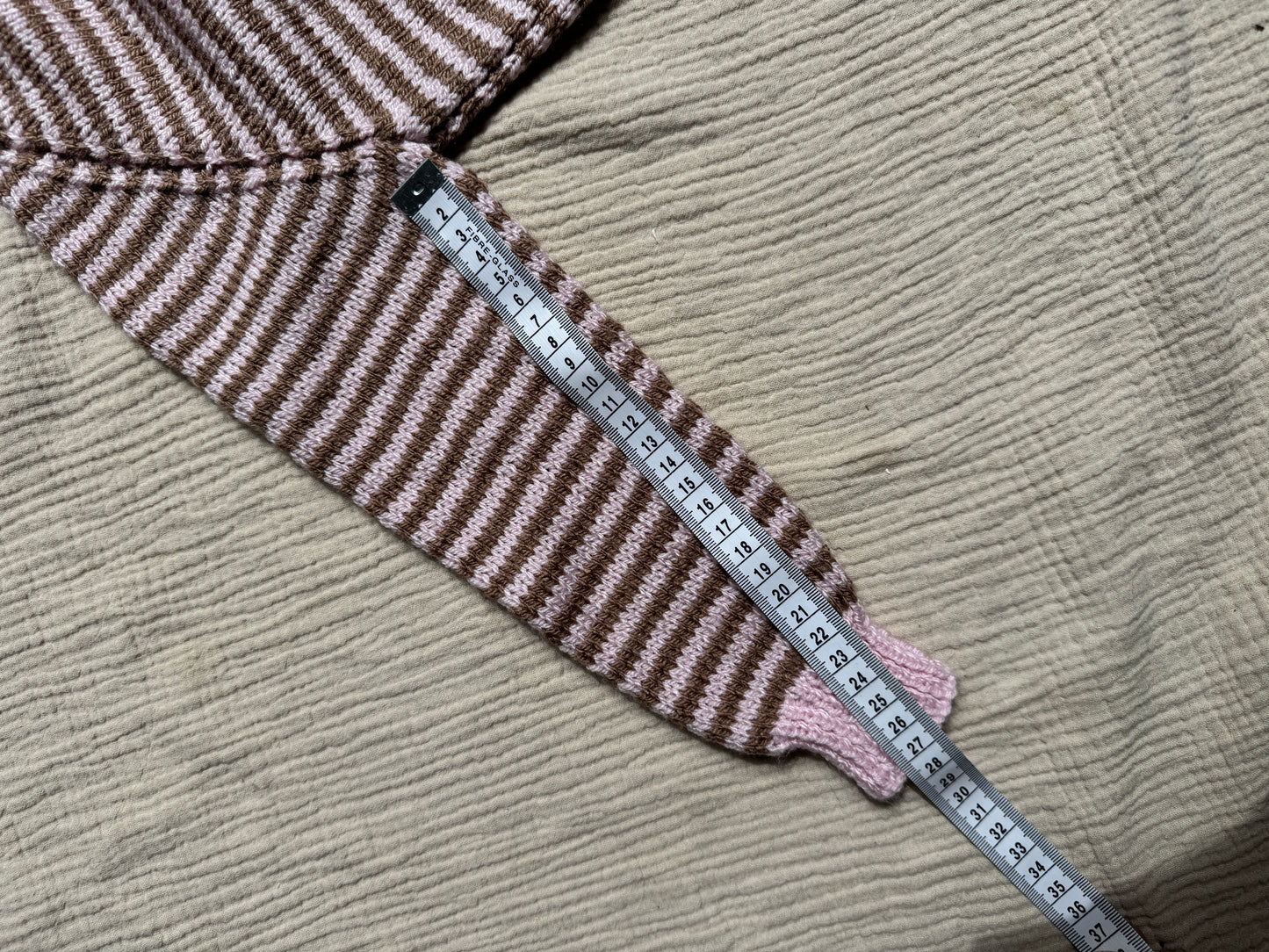 2-3 years pale pink and mocha stripe cardigan