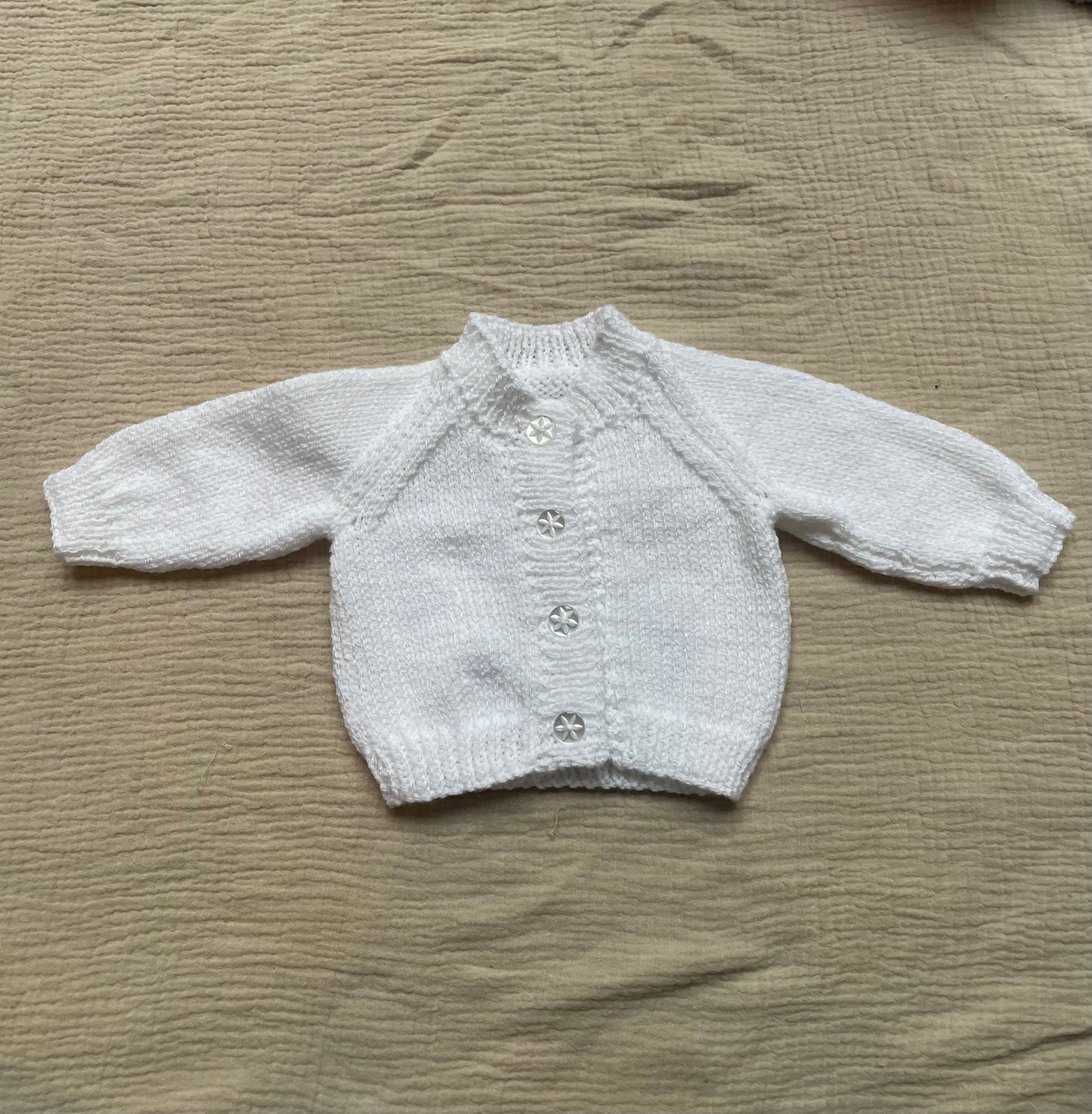 Newborn white cardigan