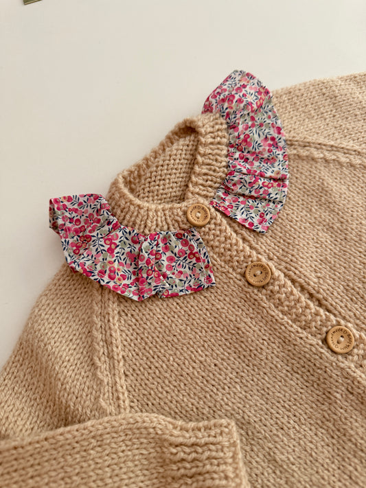 9-15 months neutral cardigan with liberty collar