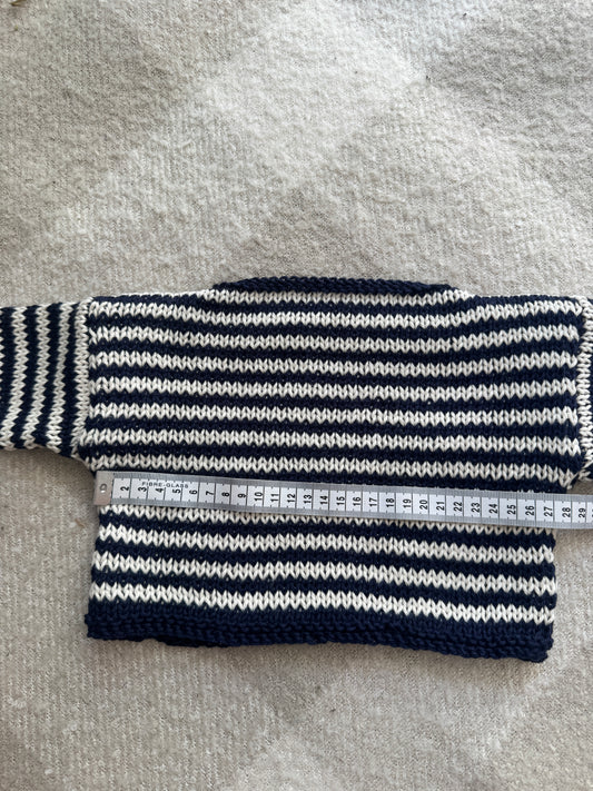6-9m cream and navy cotton jumper