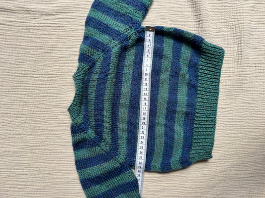 6-12m blue & green stripe cardigan