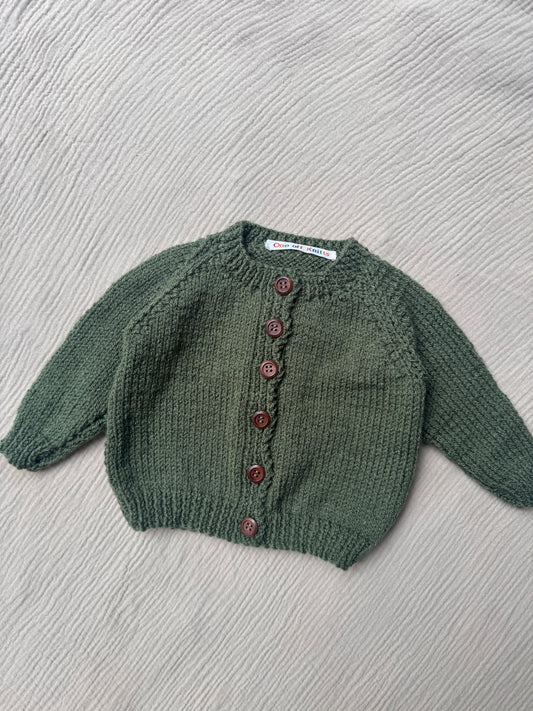 3-6m khaki green cardigan