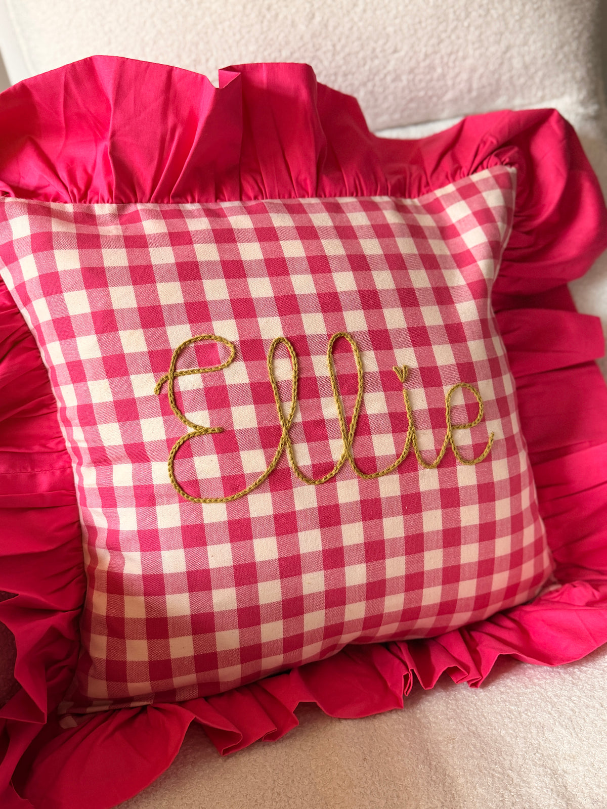 Embroidered personalised handmade cushion covers