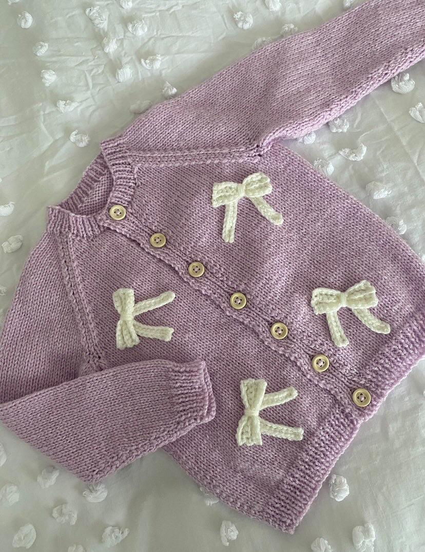 Knitted to order bow personalised cardigan/jumper