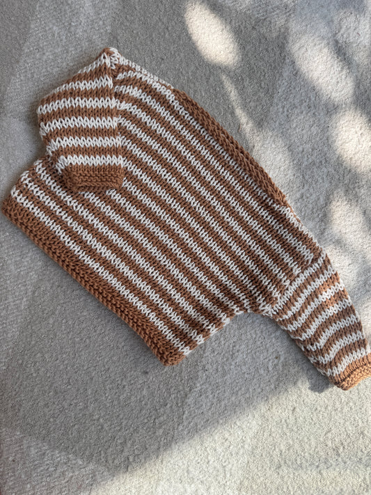 6-12 camel and cream cotton jumper