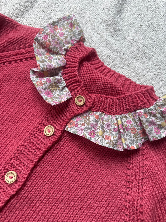 3-4 years rhubarb with liberty collar cardigan