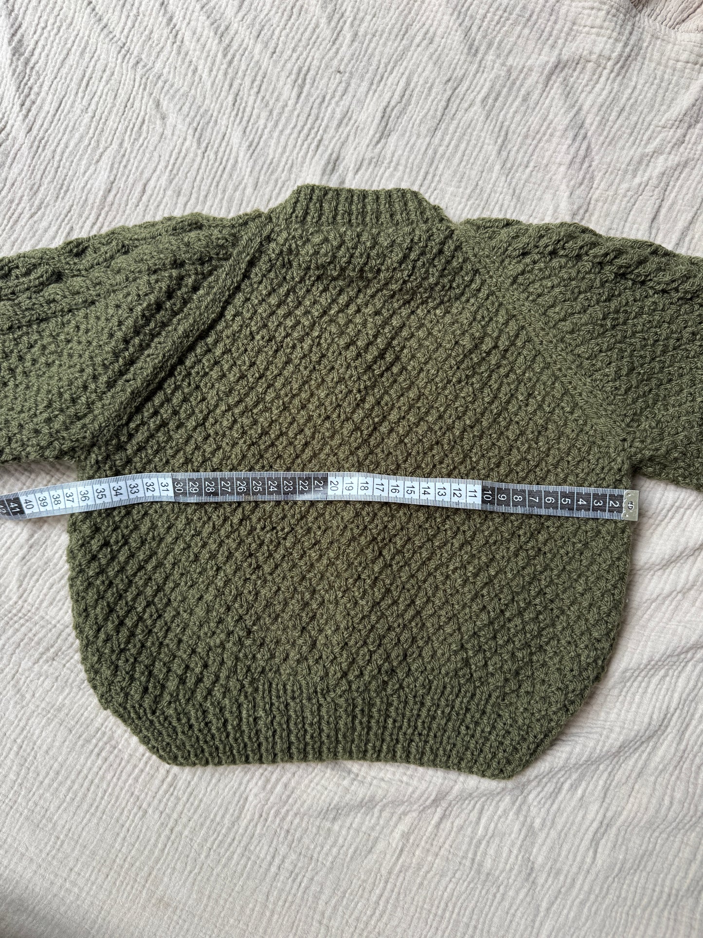 2-3 years khaki Aran cardigan