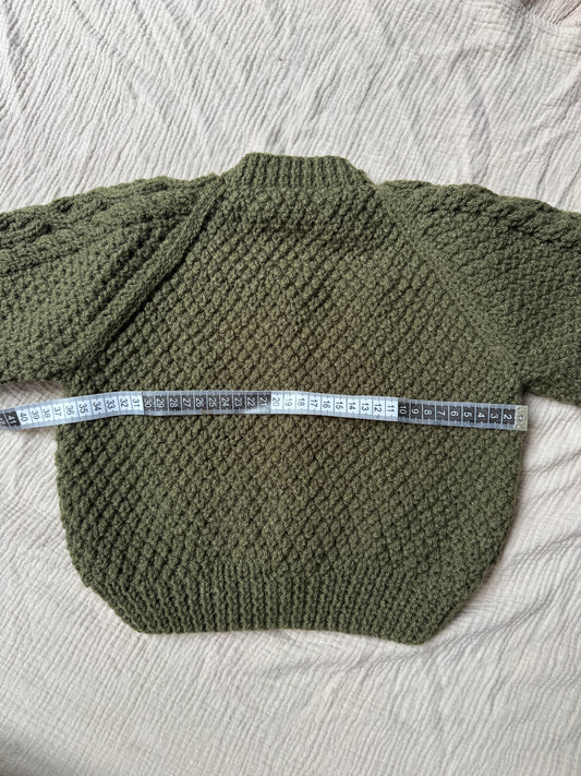 2-3 years khaki Aran cardigan