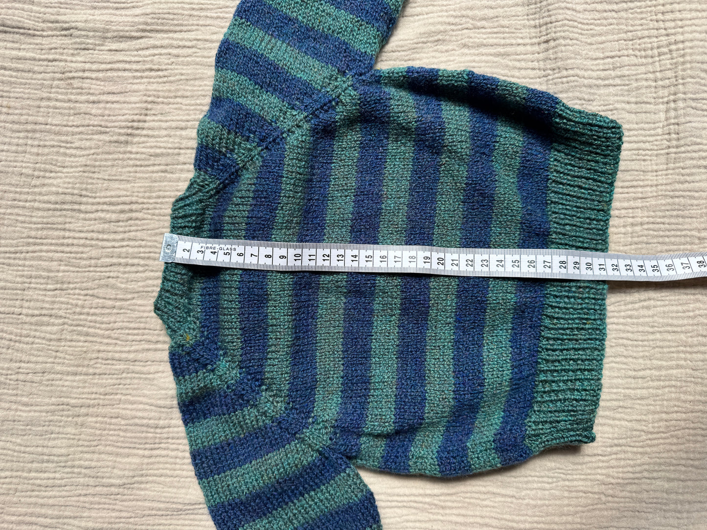 6-12m blue & green stripe cardigan