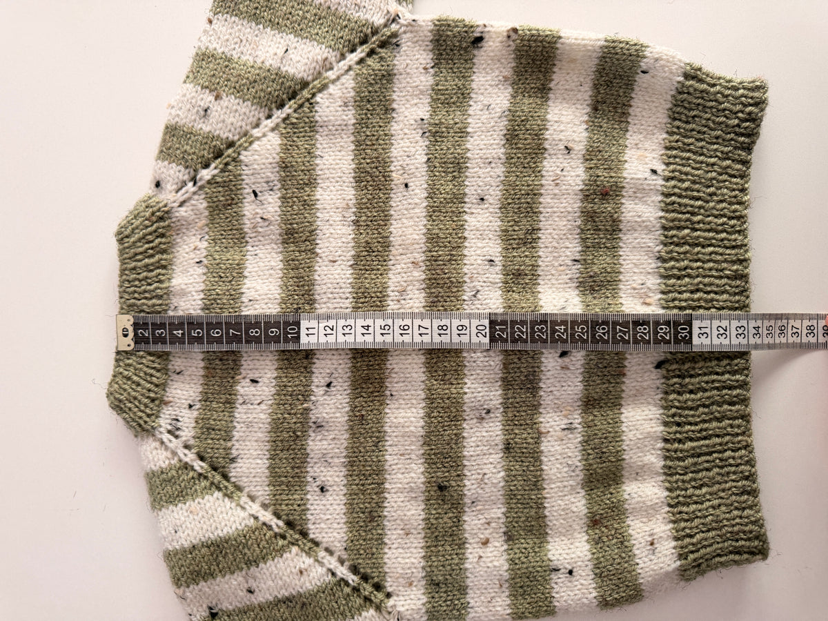 1-2 years green and cream fleck stripe cardigan