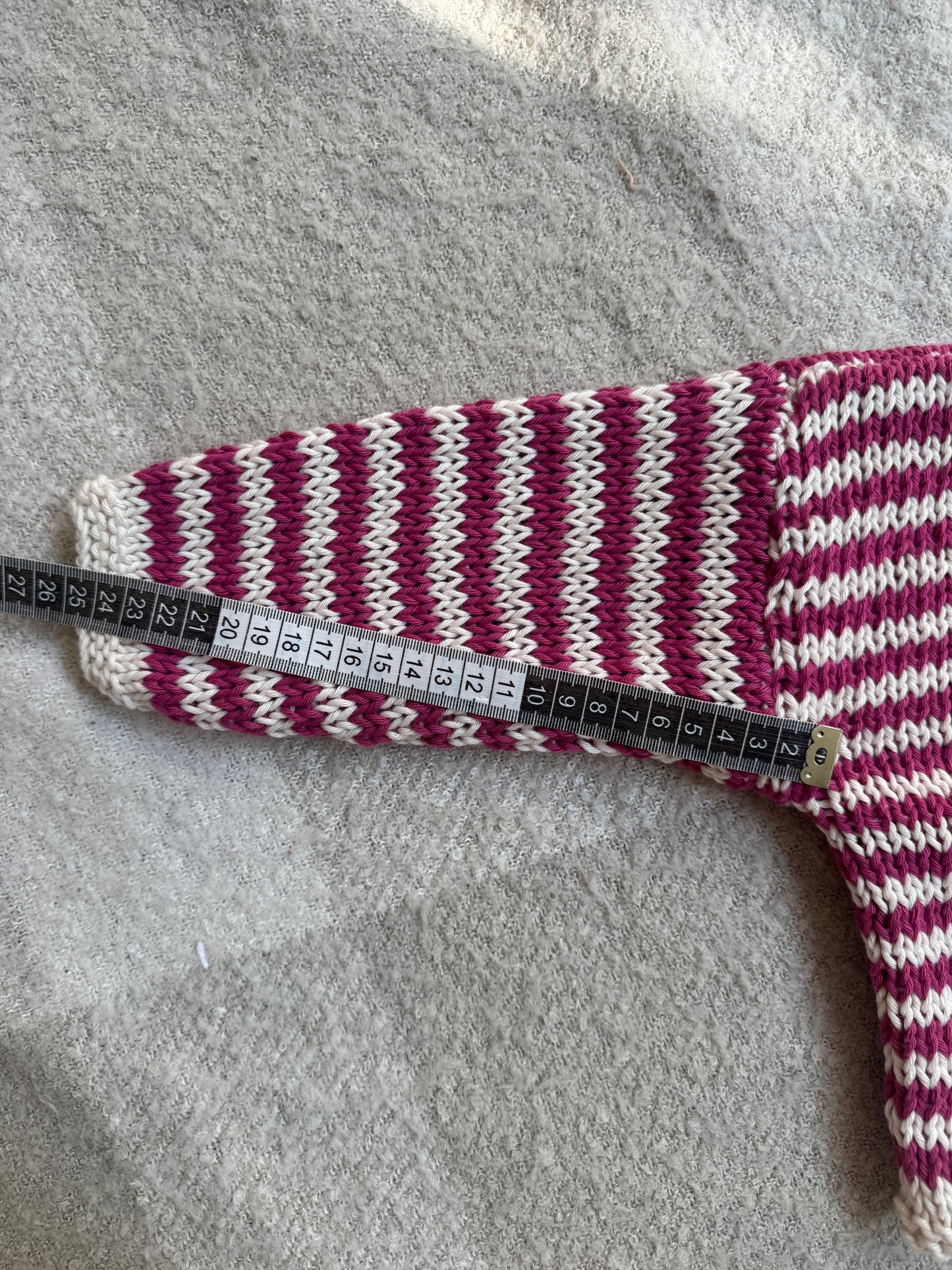 1-2 years raspberry and cream cotton stripe jumper