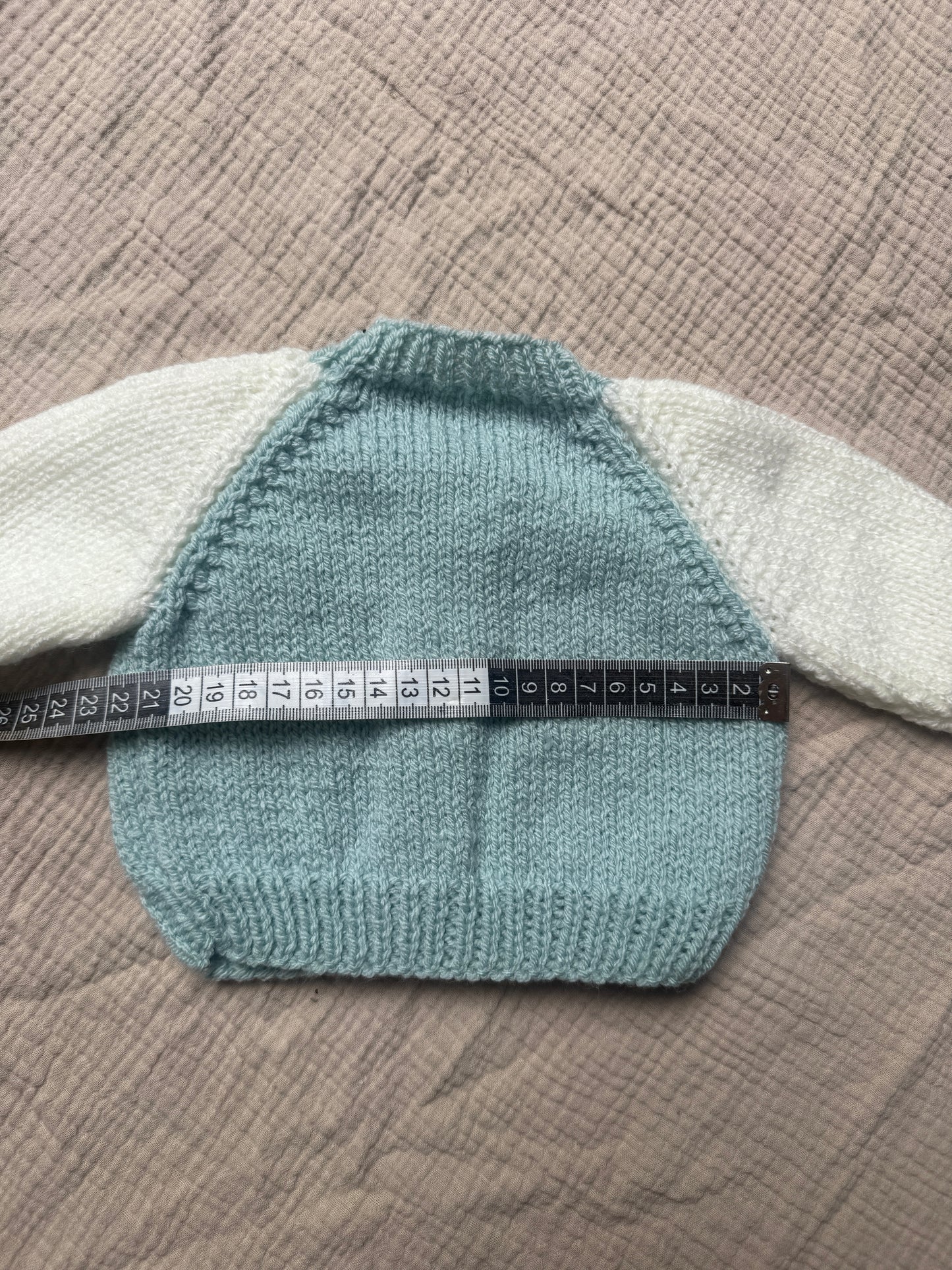 0-1m duck egg and cream cardigan