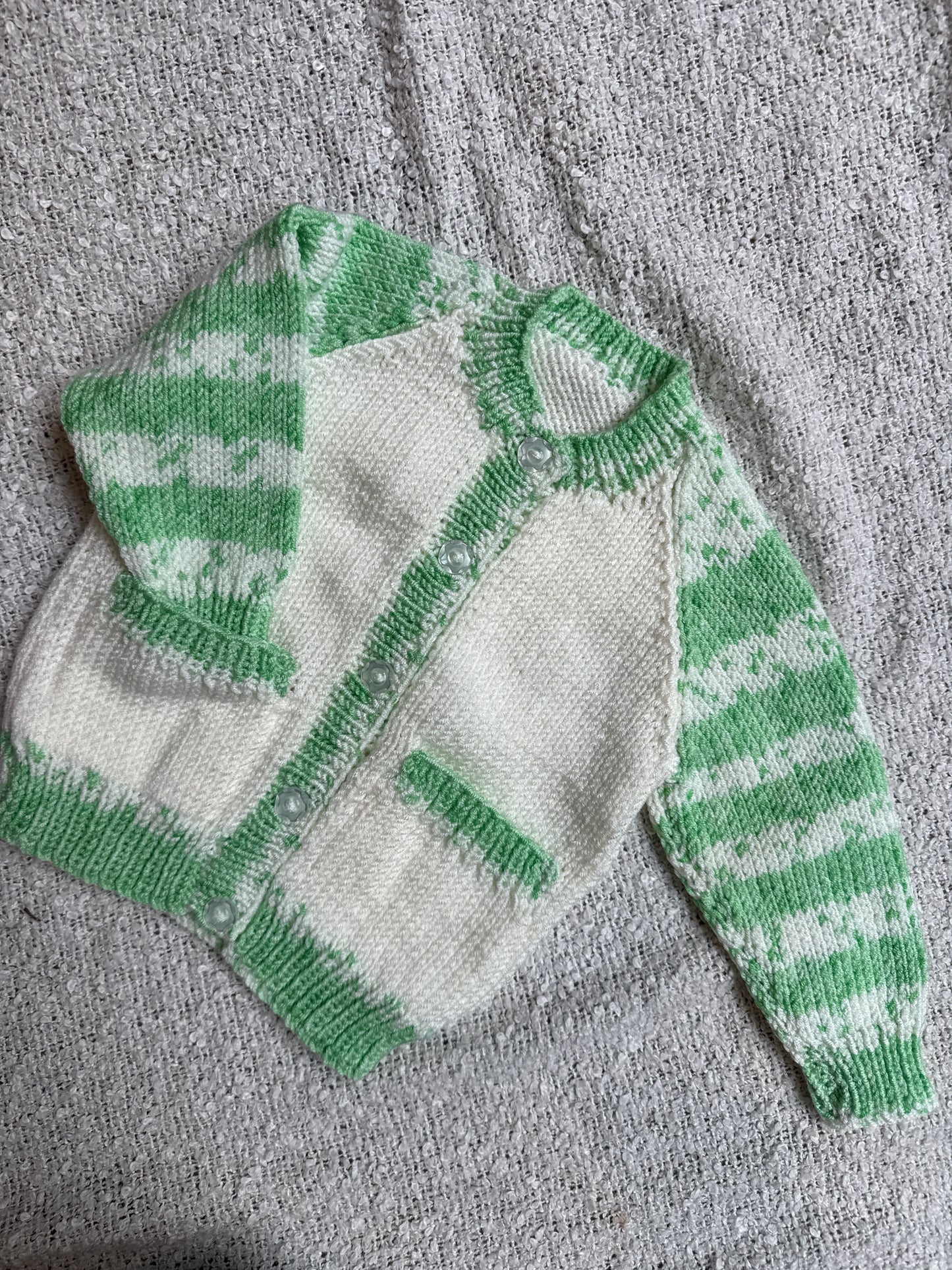 6-9m green and white stripe cardigan