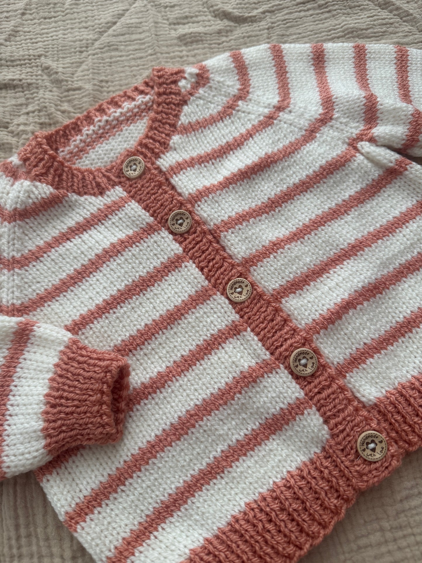 6-12months vintage peach and cream stripe cardigan