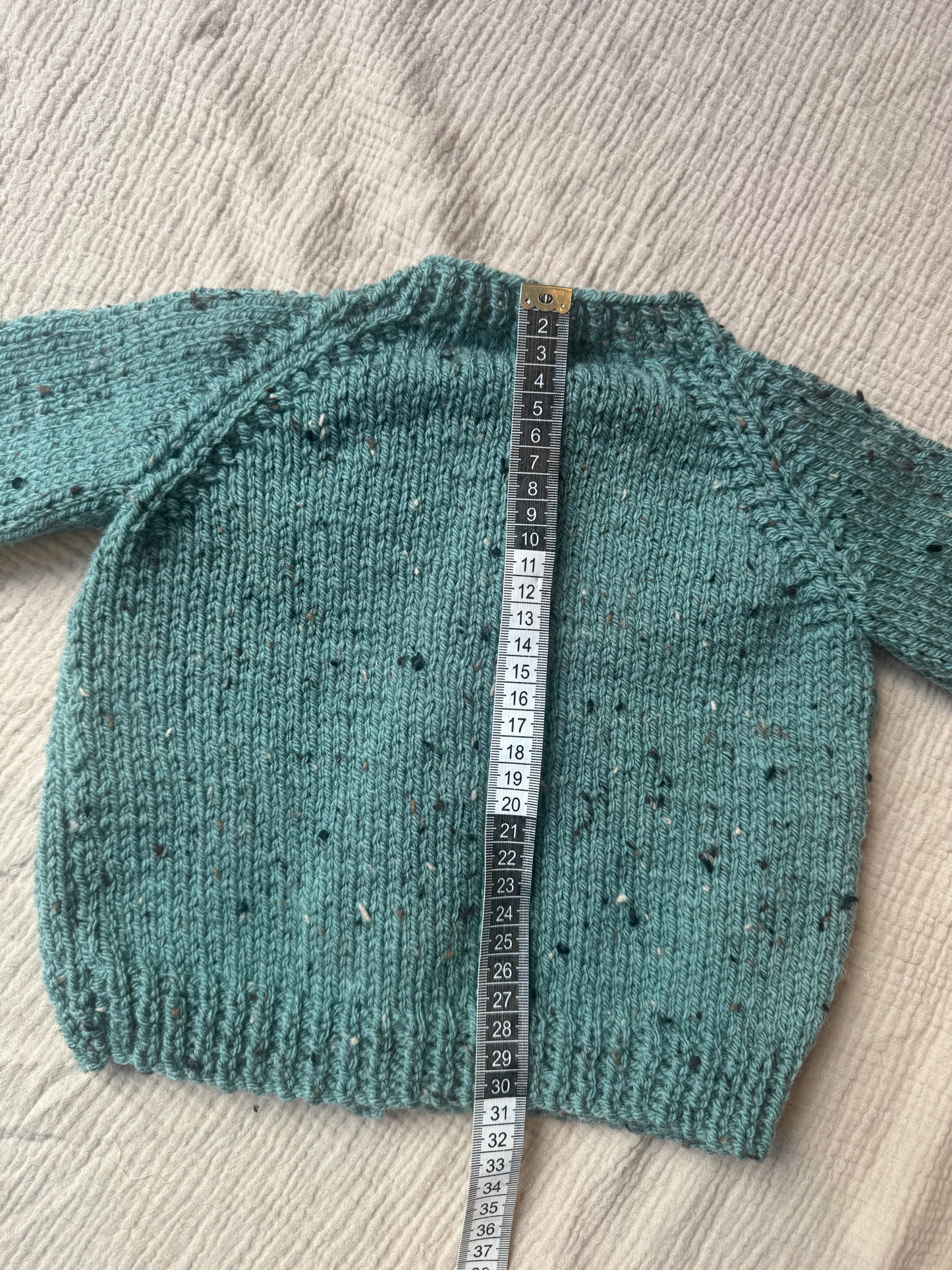 12/18m duck egg blue fleck aran Cardigan