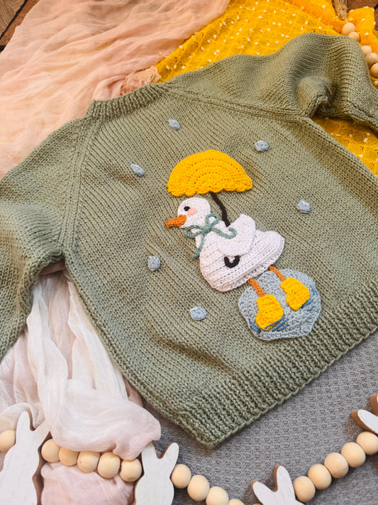 2-4 Years strawberry Cardigan with green collar