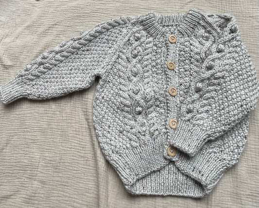 1-2 years neutral fleck aran cardigan