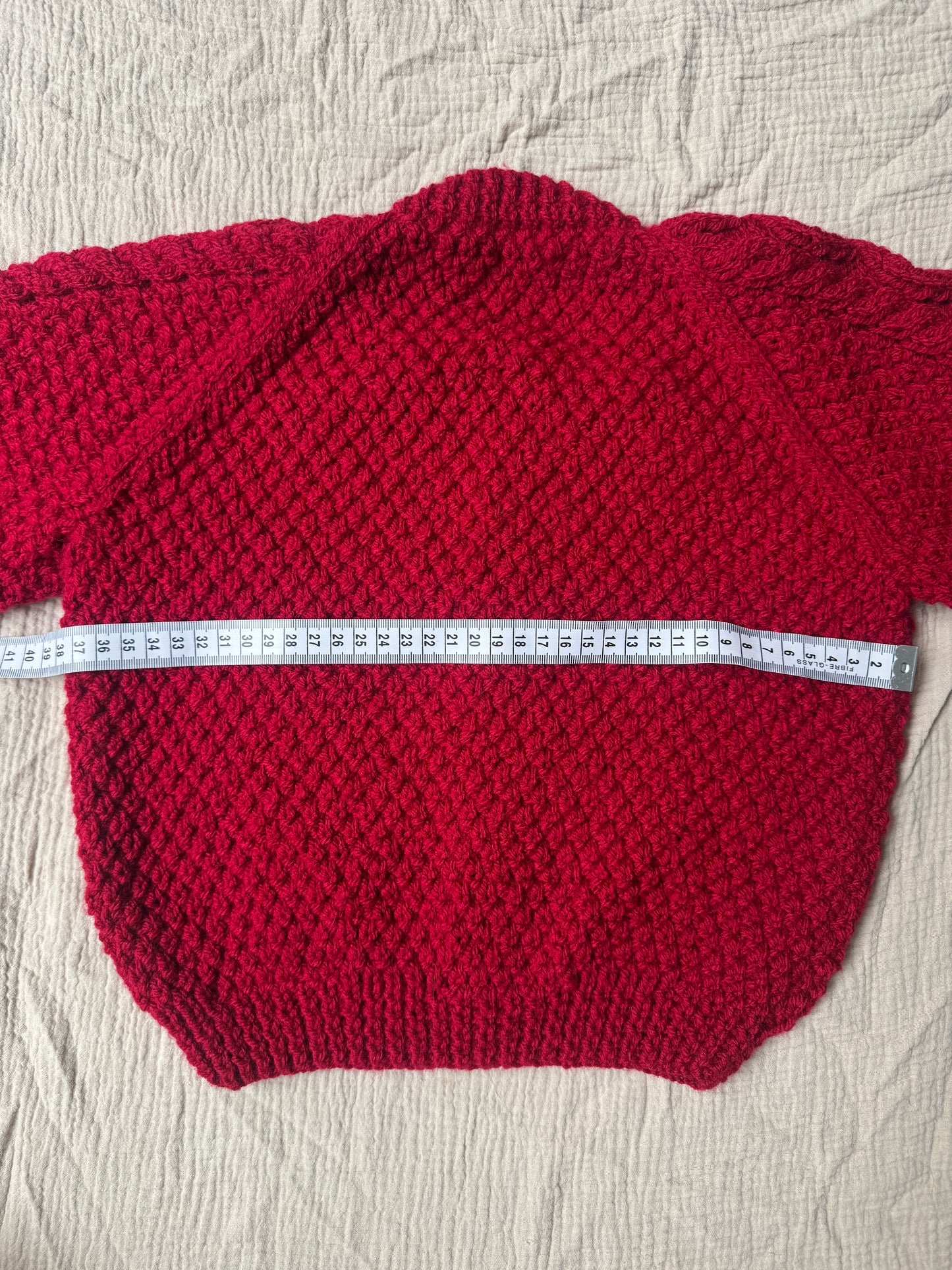 2-3 years claret Aran cardigan