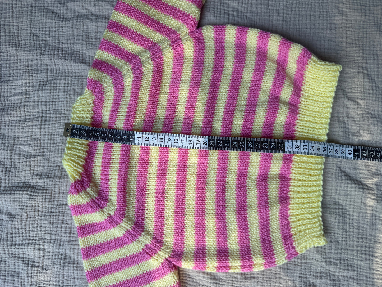 2-3 years fondant & yellow stripe cardigan