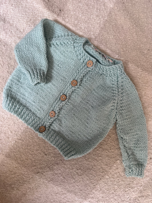 3-6m duck egg cardigan