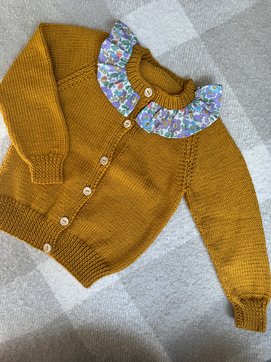 2-4 years mustard with liberty collar cardigan