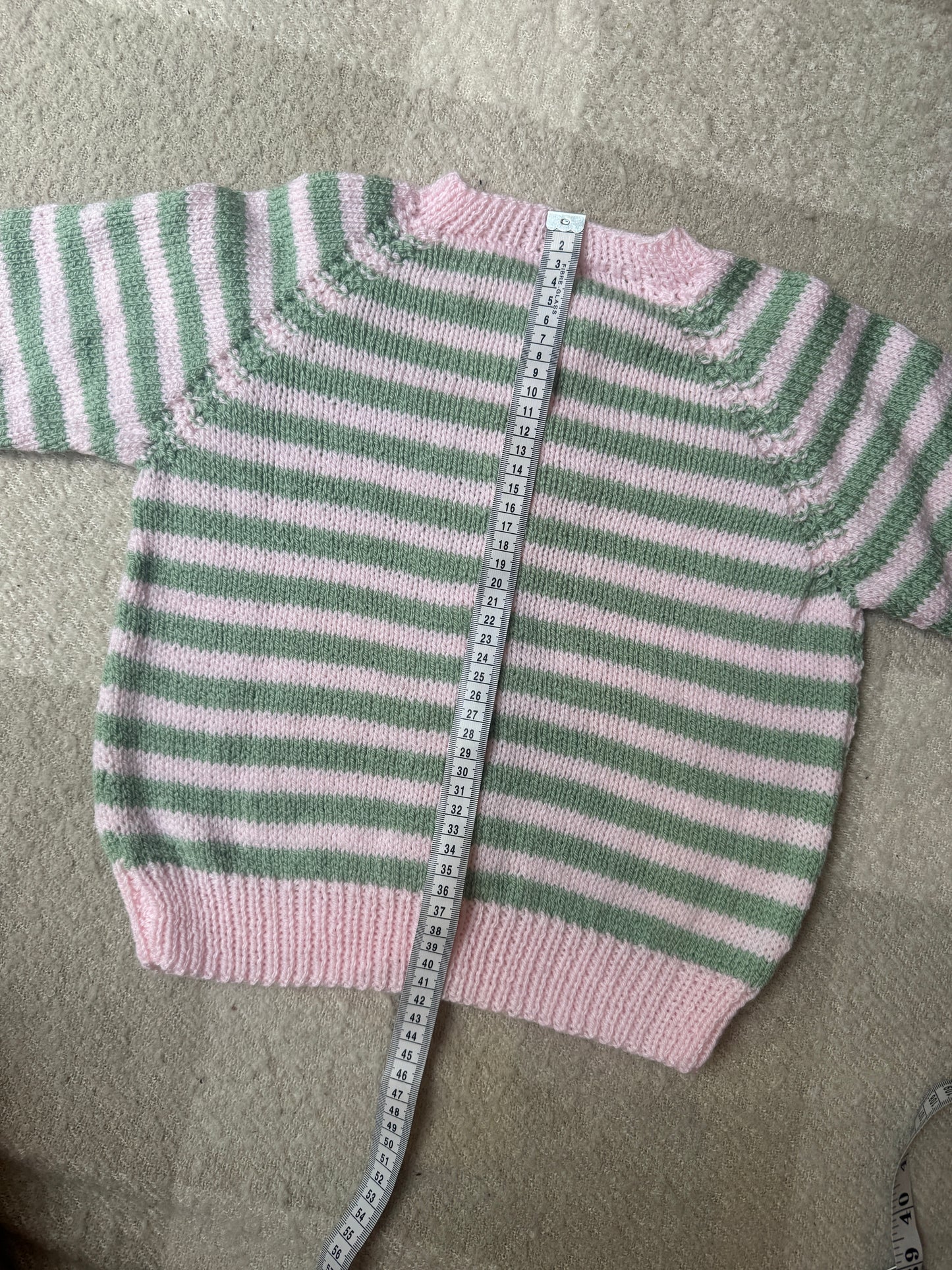 3-4 years sage and pale pink cardigan