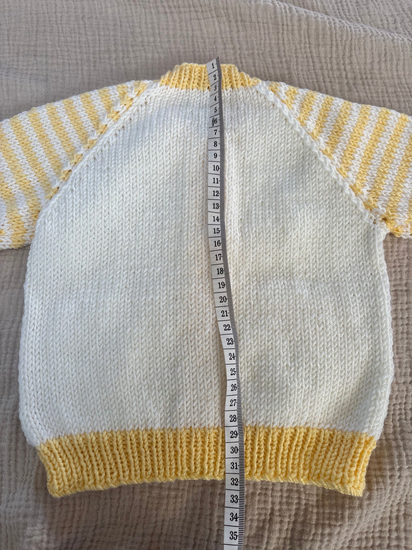 6-9 months yellow and white striped cardigan