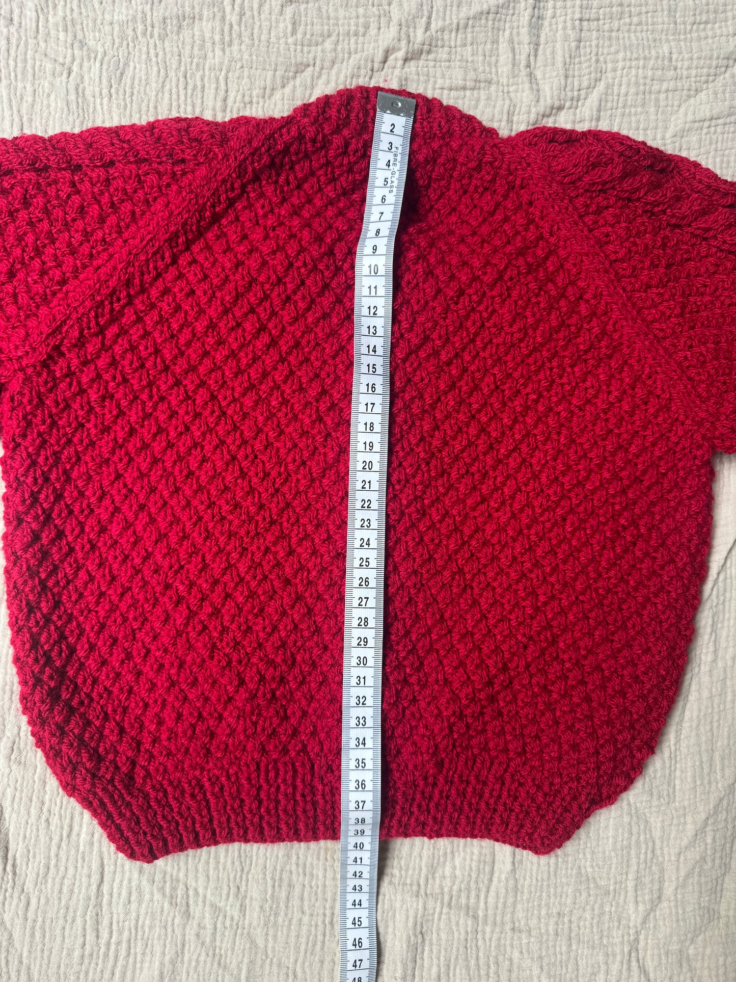 2-3 years claret Aran cardigan