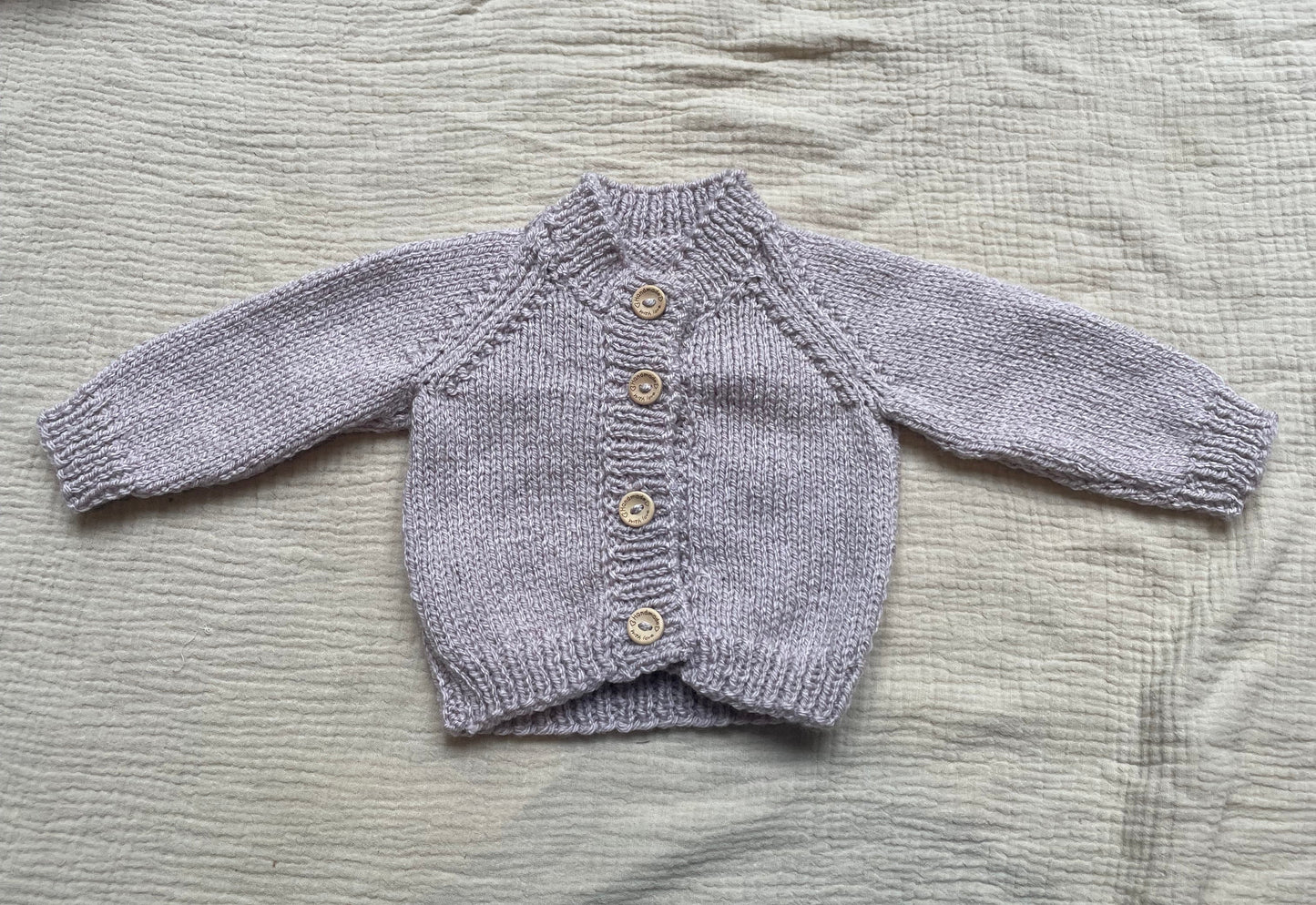 small 0-3m mushroom (purple undertones) cardigan