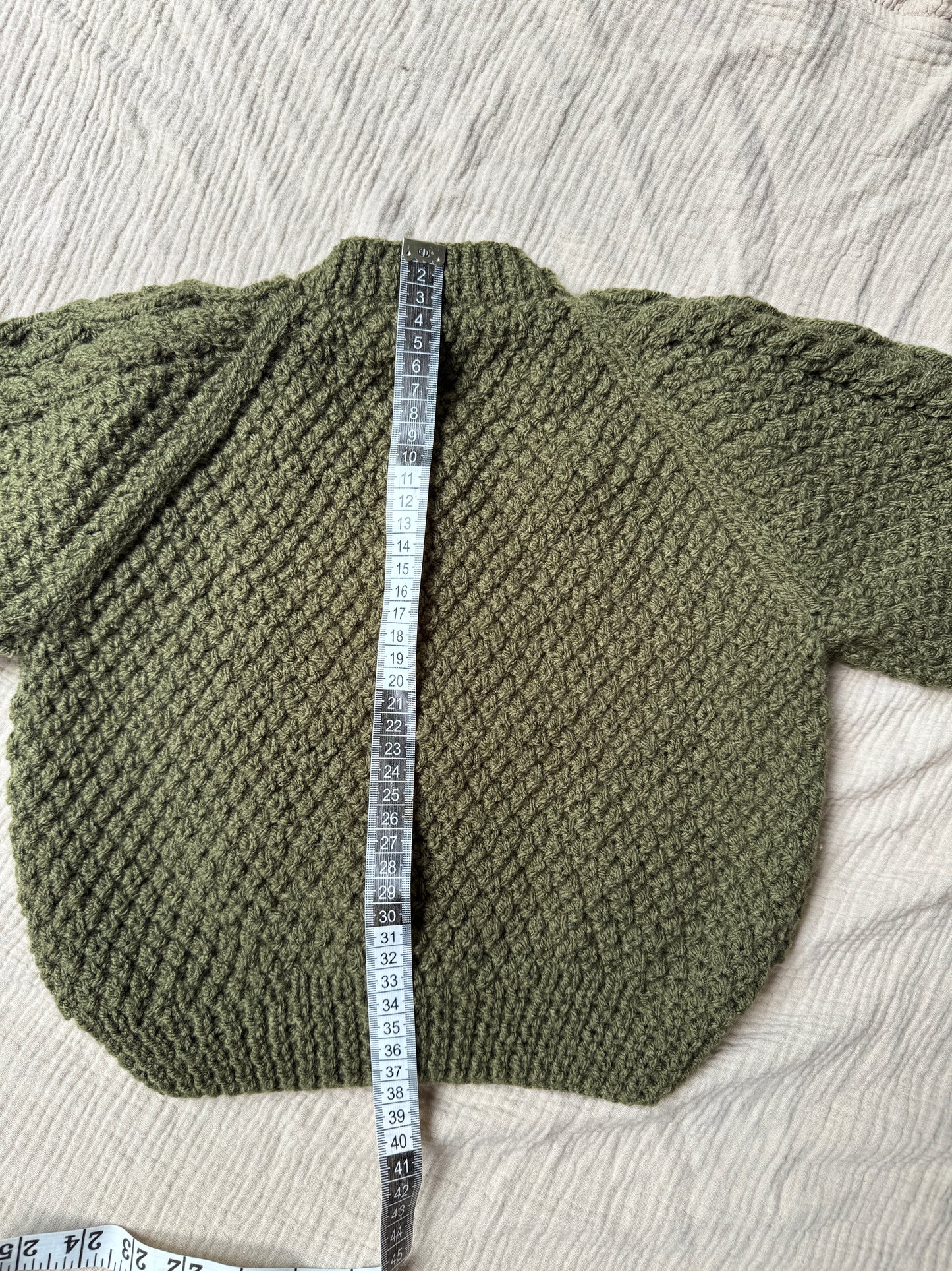 2-3 years khaki Aran cardigan