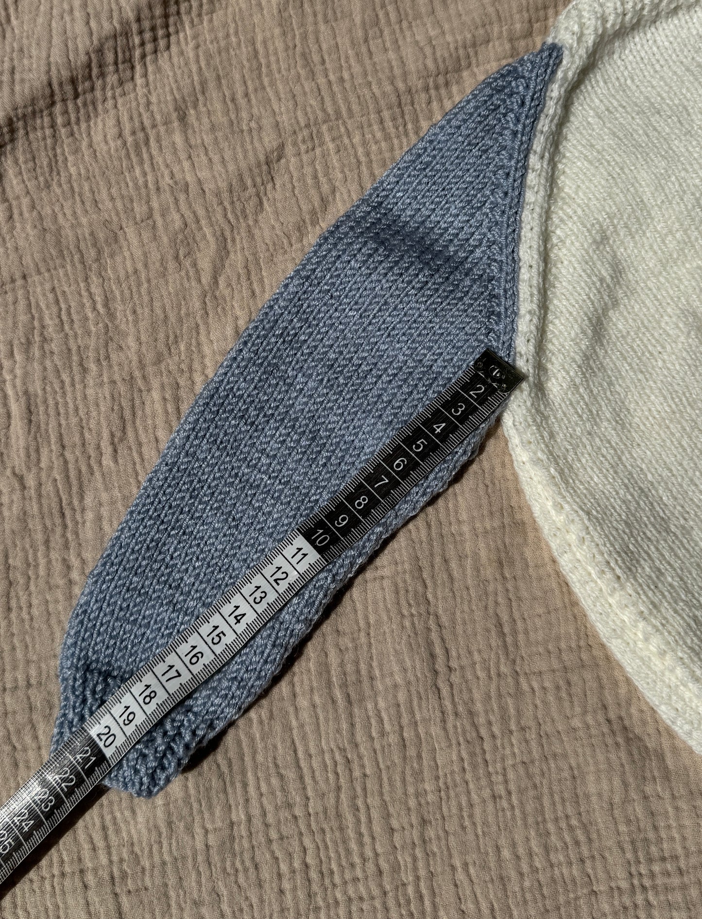 6-12m cream with blue/yellow colour block cardigan