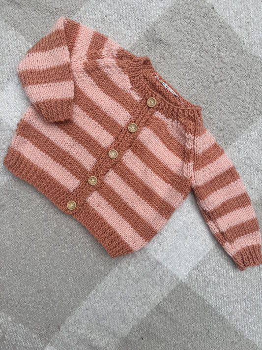 6-12m apricot/peach stripe cardigan