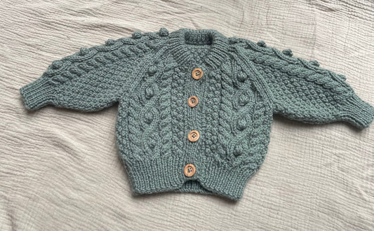 3-6m pine aran cardigan