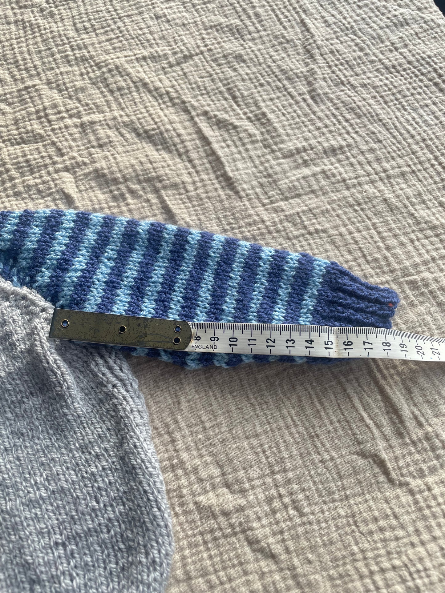 6-9m grey and blue striped cardigan