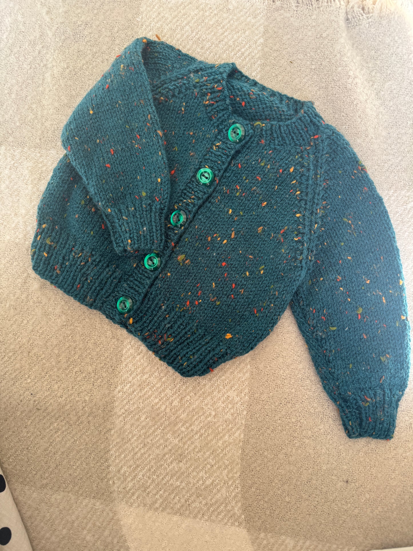 3-6m teal cardigan with flecks