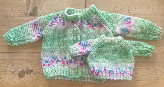 0-3 months multi Cardigan with matching medium jellycat jumper