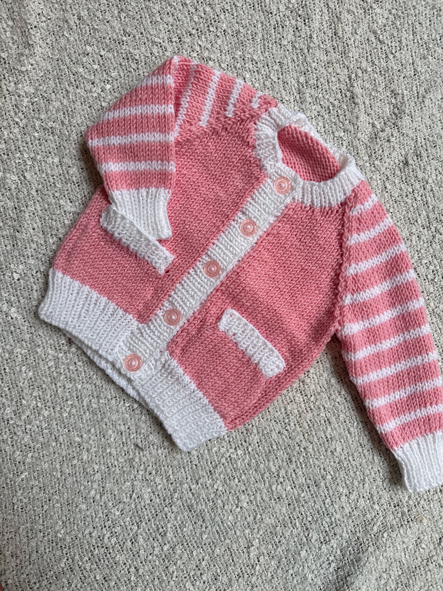 3-6m duck peach and white stripe cardigan