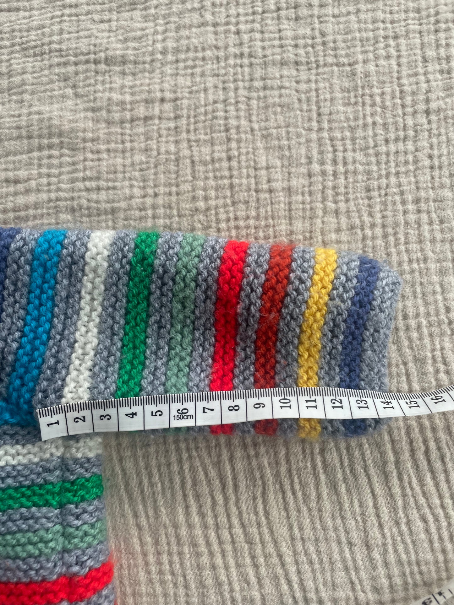 1-2years multicoloured striped cardigan with matching mittens