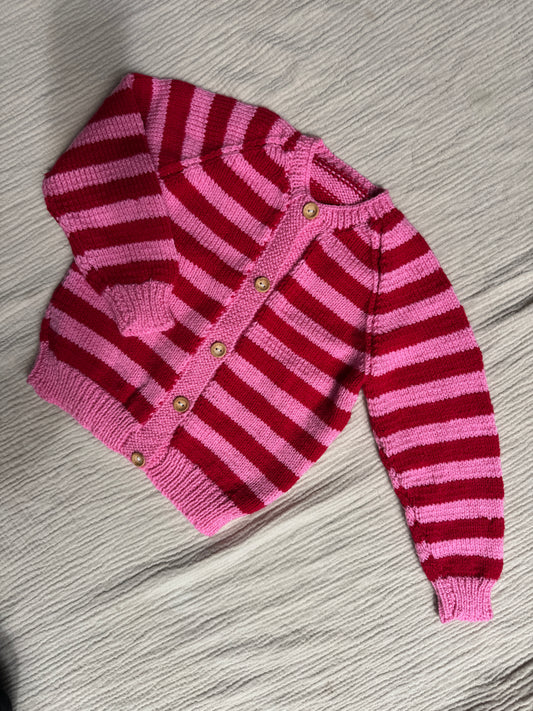 1-2 years fondant and lipstick stripe cardigan