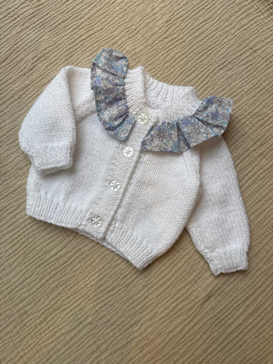 Newborn white with liberty collar  cardigan