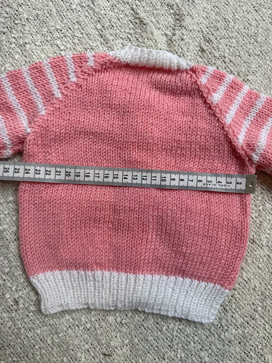 3-6m duck peach and white stripe cardigan