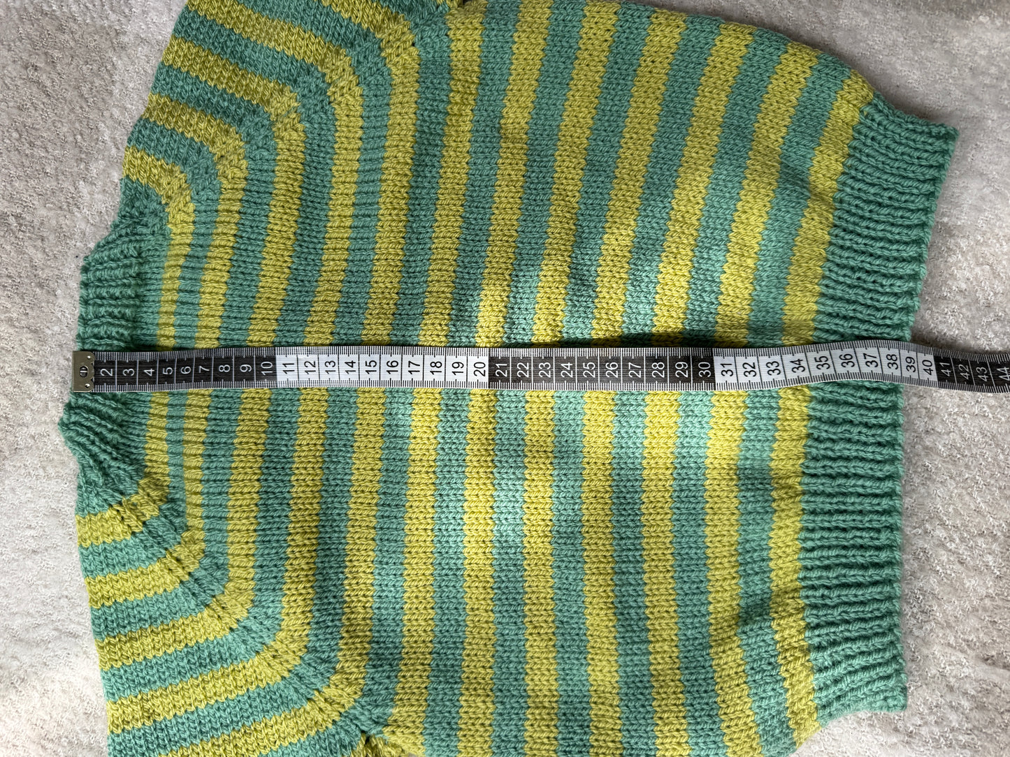 2-4 years green stripe cardigan