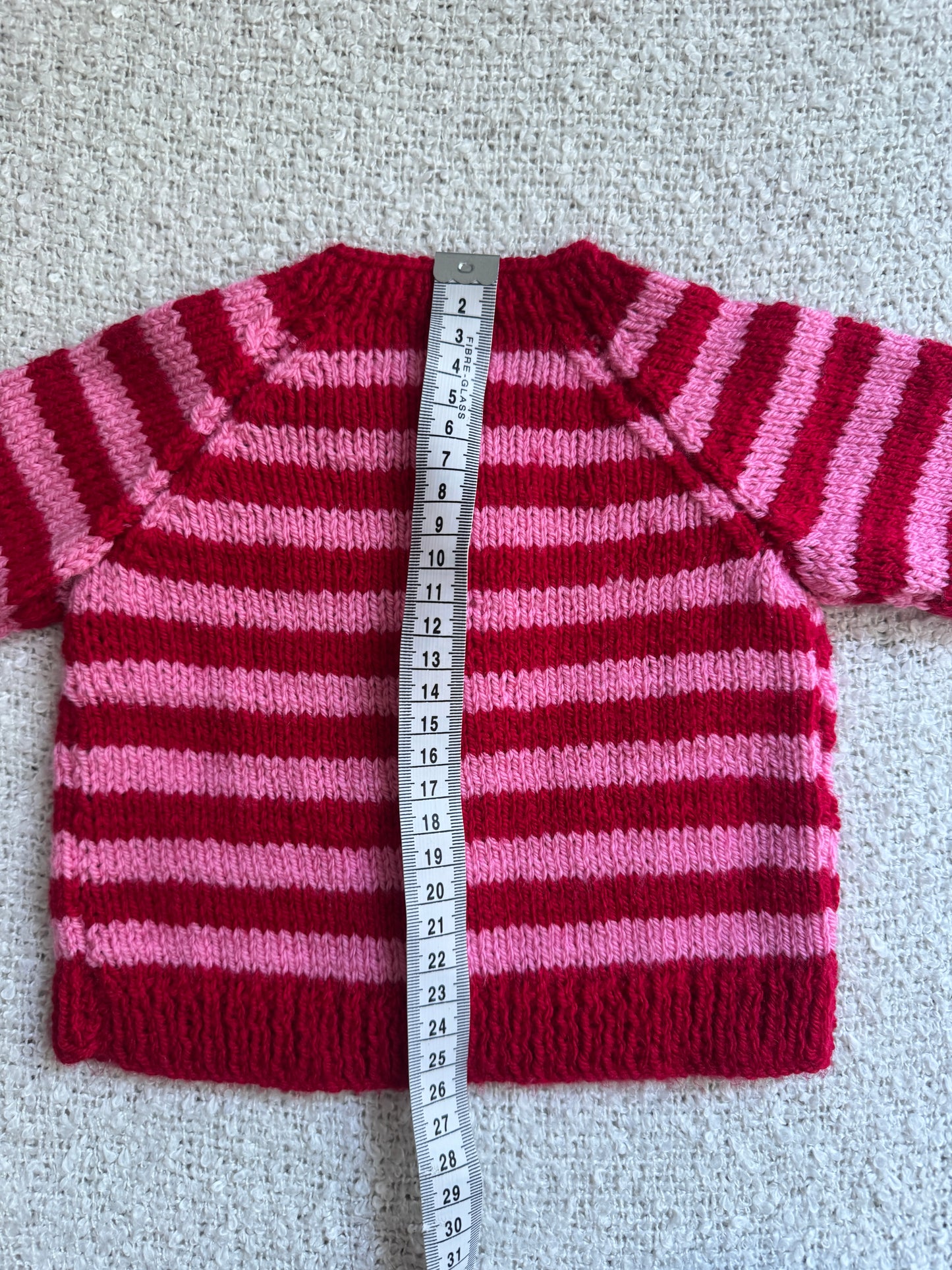 0-6m pink/red stripe cardigan