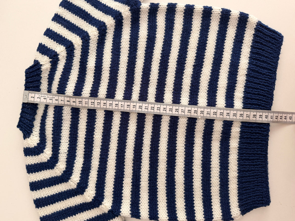 4-5 years navy and cream stripe cardigan
