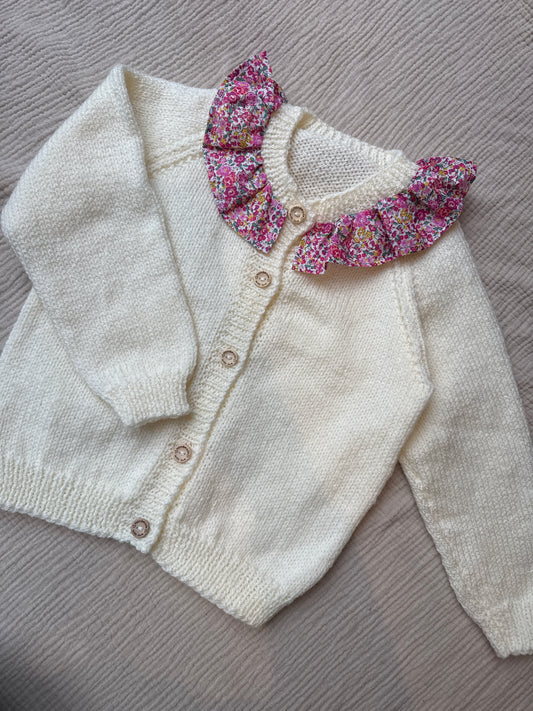 2-4 years warm cream with liberty collar cardigan
