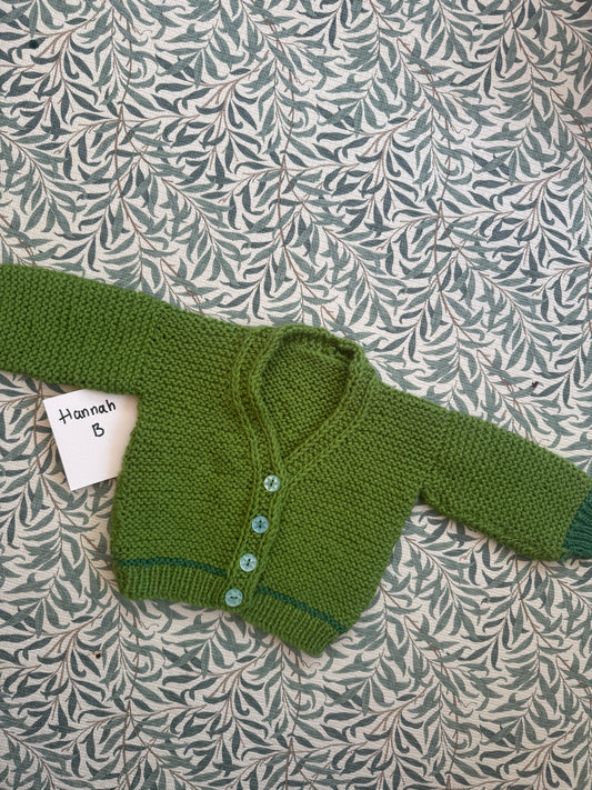 0-6m green cardigan